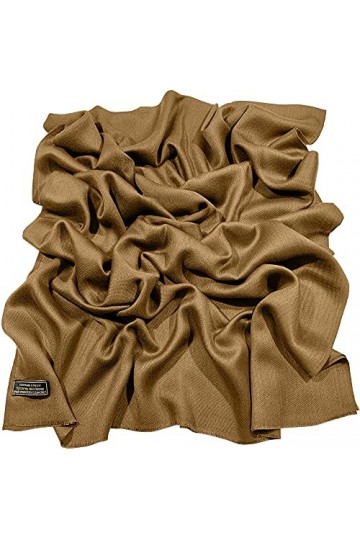 CJ Apparel Marron Camel Echarpe de Pashmina en Châle Solide Couleur Unie Conception Wrap Étole