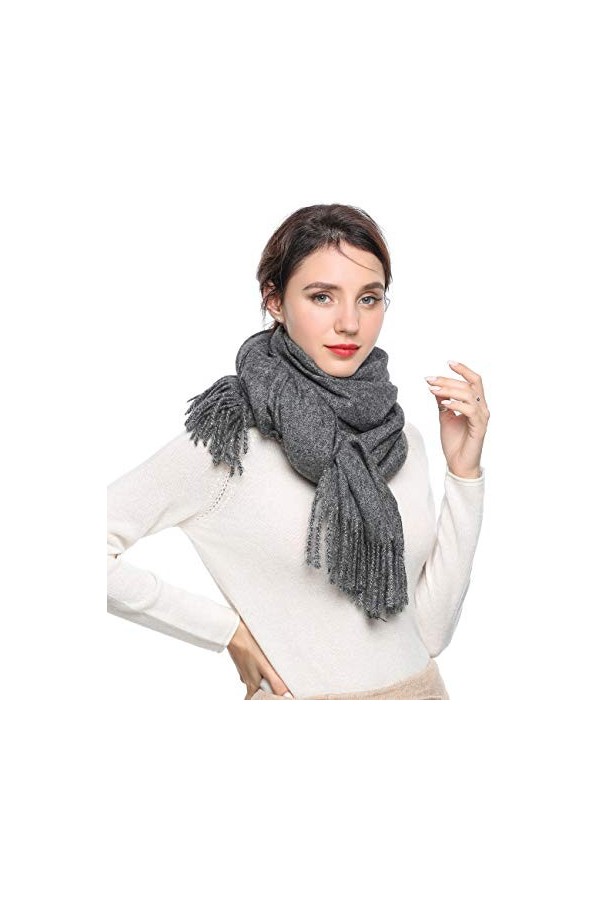 EASE LEAP Pashmina Châle Wrap Pour Femmes Longues Grandes Écharpes Réversibles pour Autum et Hiver 200 * 70 cm / Noir 