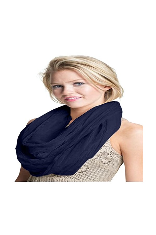 CJ Apparel Écharpe Mobius Infinity Châle Pashmina, Bleu Marine, Taille Unique Femme