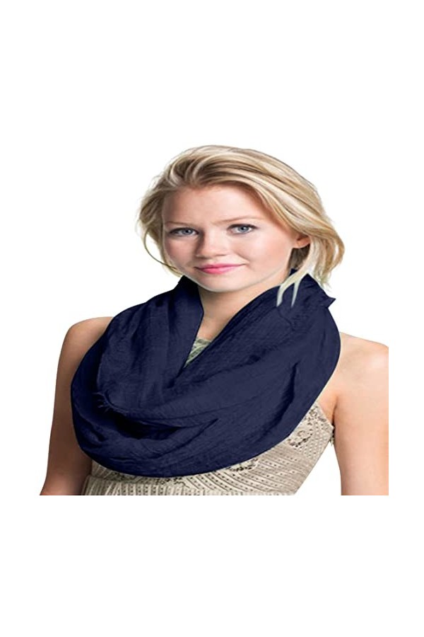 CJ Apparel Écharpe Mobius Infinity Châle Pashmina, Bleu Marine, Taille Unique Femme