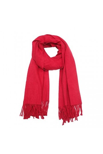 ZLYC Écharpe dhiver pour femme - Sensation cachemire - Châle pashmina - Doux - Longue écharpe, rouge uni, taille unique