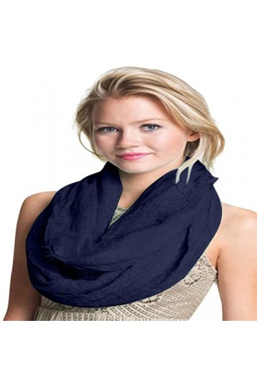 Mobius Infinity Écharpe Tubulaire Circulaire Pashmina CJ Apparel, Bleu Foncé, Taille Unique