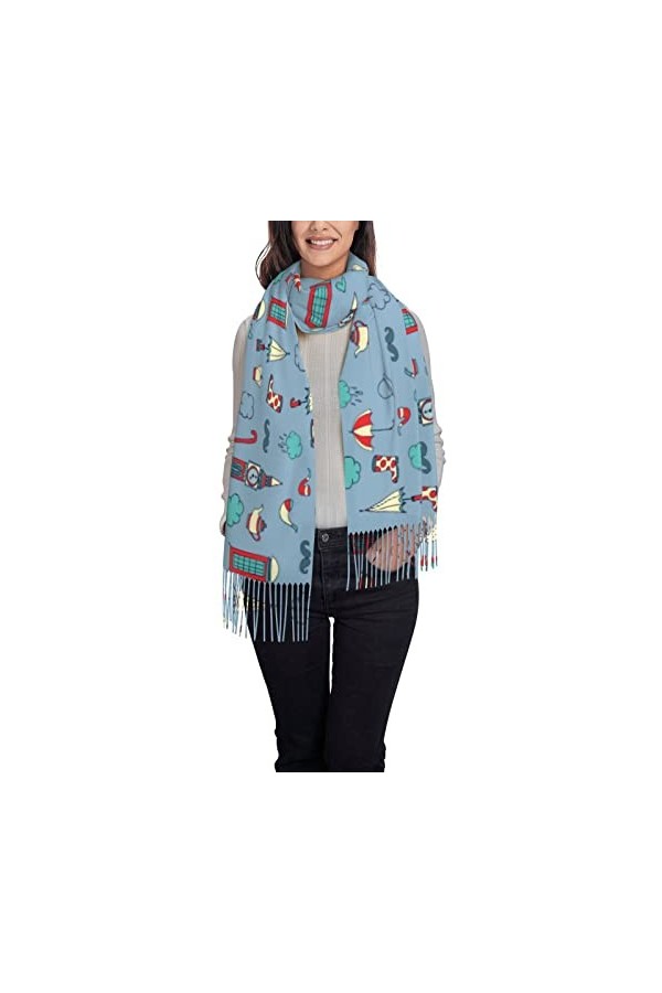 Tour de lhorloge britannique Grande-Bretagne Chapeau de gentleman Parapluie Écharpe de thé de laprès-midi Écharpes douces e