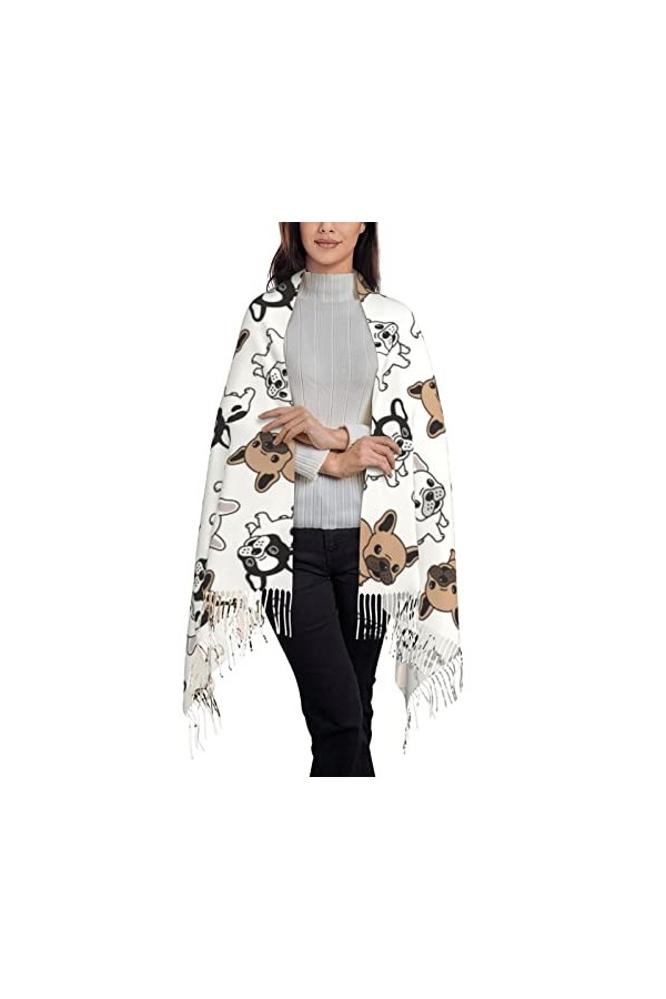 HABXNJF Foulard dhiver chaud, mignon bouledogue français écharpe pour femme, écharpe châle écharpe longue pour femme, comme 
