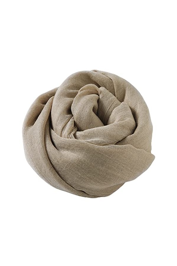 YOBOKO Mode Femme Longue Écharpe Lin-Coton Couleur Pure Grandes Écharpes Douces Châle Grande Taille Beau Châle Wrap pour Exté