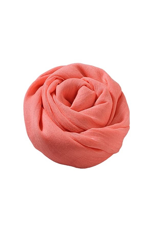 YOBOKO Mode Femme Longue Écharpe Lin-Coton Couleur Pure Grandes Écharpes Douces Châle Grande Taille Beau Châle Wrap pour Exté