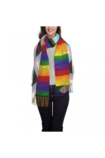 Vintage Lgbt Drapeau Arc-en-Ciel Écharpe Homme Femme Chaud Softscarfs, Pashmina Châle Wraps Long Chaud Châle Wraps Écharpes À