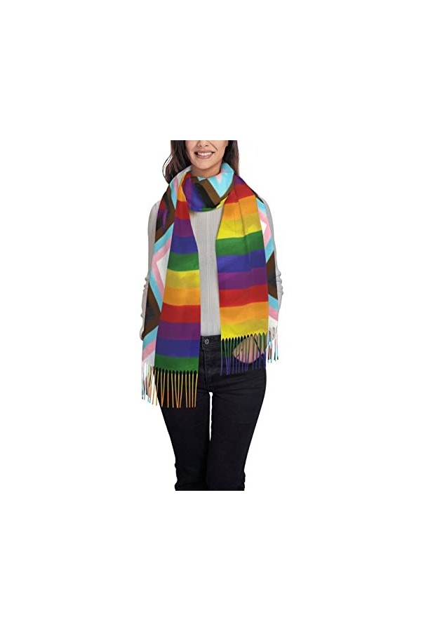 Vintage Lgbt Drapeau Arc-en-Ciel Écharpe Homme Femme Chaud Softscarfs, Pashmina Châle Wraps Long Chaud Châle Wraps Écharpes À