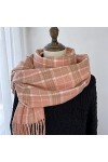HGJH Chale Femme,Écharpe Tartan pour Femme Cashmere Feel Warm Pashmina Châle À Carreaux Écharpe À Carreaux avec Pompon Rose É