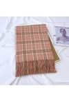 HGJH Chale Femme,Écharpe Tartan pour Femme Cashmere Feel Warm Pashmina Châle À Carreaux Écharpe À Carreaux avec Pompon Rose É