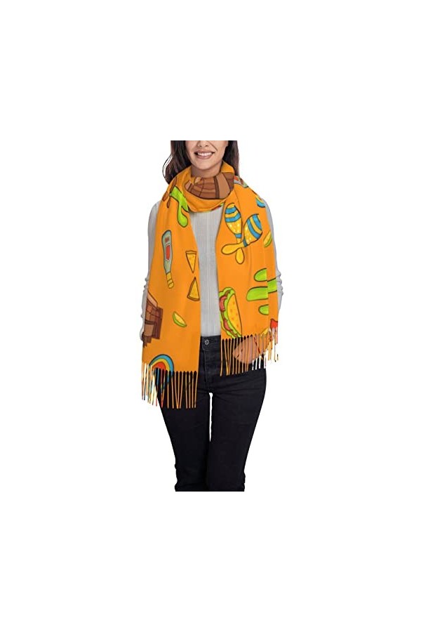 Spécialités mexicaines Châles Écharpes douces chaudes pour hommes et femmes, châle Pashmina enveloppant un long châle chaud e