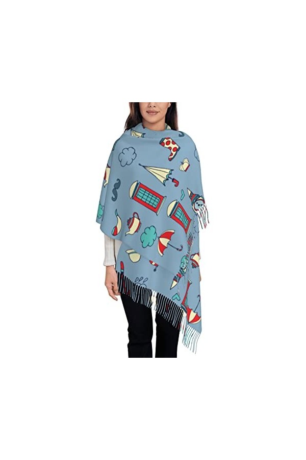 Tour de lhorloge britannique Grande-Bretagne Chapeau de gentleman Parapluie Châles de thé de laprès-midi Écharpes douces et