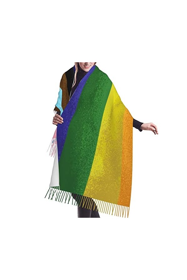 Vintage Lgbt Drapeau Arc-en-Ciel Châles Écharpes Douces Chaudes Pour Hommes Et Femmes, Châle Pashmina Enveloppe Un Châle Chau