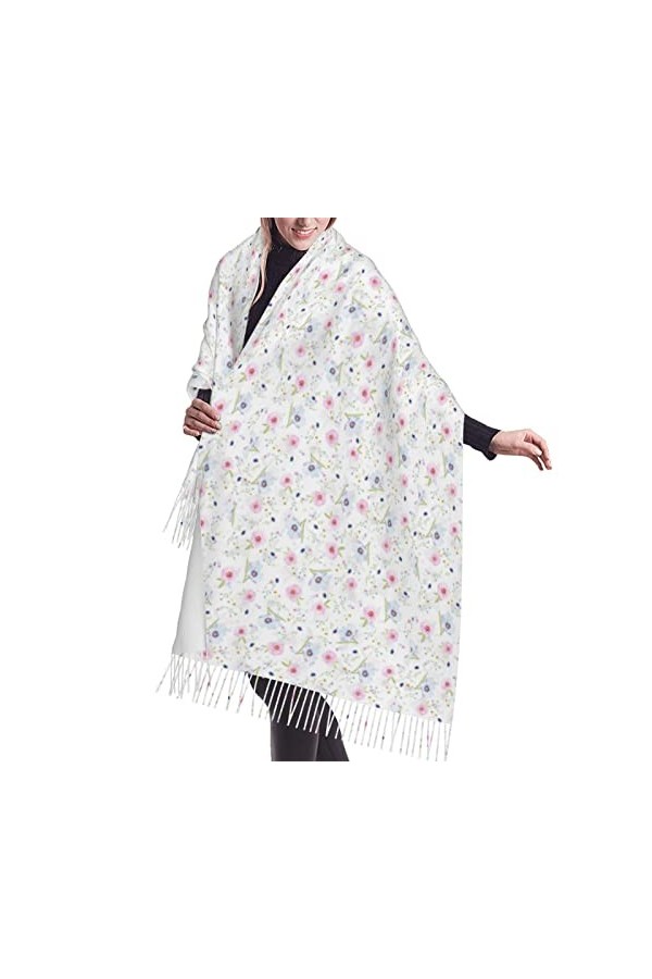 Fleur Rose Rose Orchidée Châles Homme Femme Chaud Softscarfs, Pashmina Châle Wraps Long Chaud Châle Wraps Franges Écharpes Po