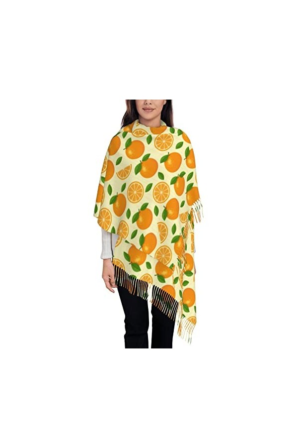 Écharpe de fruits orange homme femme écharpes douces chaudes, châle Pashmina enveloppe un long châle chaud enveloppe des écha