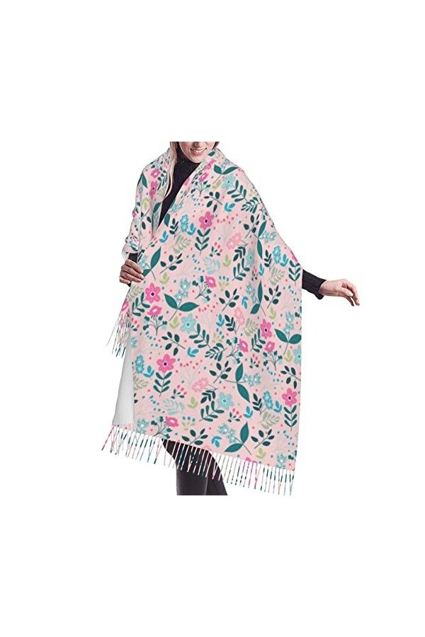Châles à fleurs colorées pour hommes et femmes, écharpes douces chaudes, châle Pashmina enveloppant un long châle chaud envel