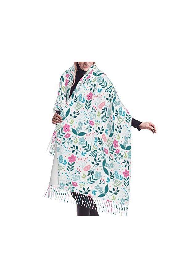 Châles à fleurs colorées pour hommes et femmes, écharpes douces chaudes, châle Pashmina enveloppant un long châle chaud envel