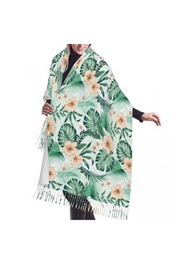 Plantes tropicales abstraites créatives1 écharpe hommes femme écharpes douces chaudes, châle Pashmina enveloppes long châle c