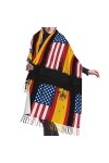 Écharpe à drapeau fendu des États-Unis et de lEspagne pour homme et femme, écharpes douces et chaudes, châle Pashmina envelo