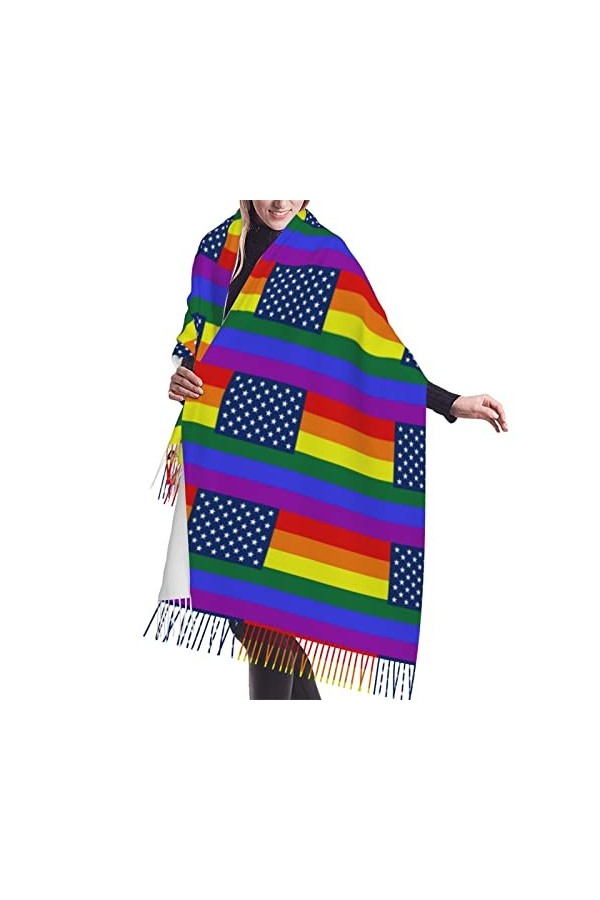 Écharpe à drapeau fendu des États-Unis et de lEspagne pour homme et femme, écharpes douces et chaudes, châle Pashmina envelo