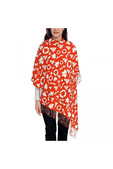 Châles imprimés de cloche de couronne darbre de Noël hommes femmes écharpes douces chaudes, châle Pashmina enveloppes long c
