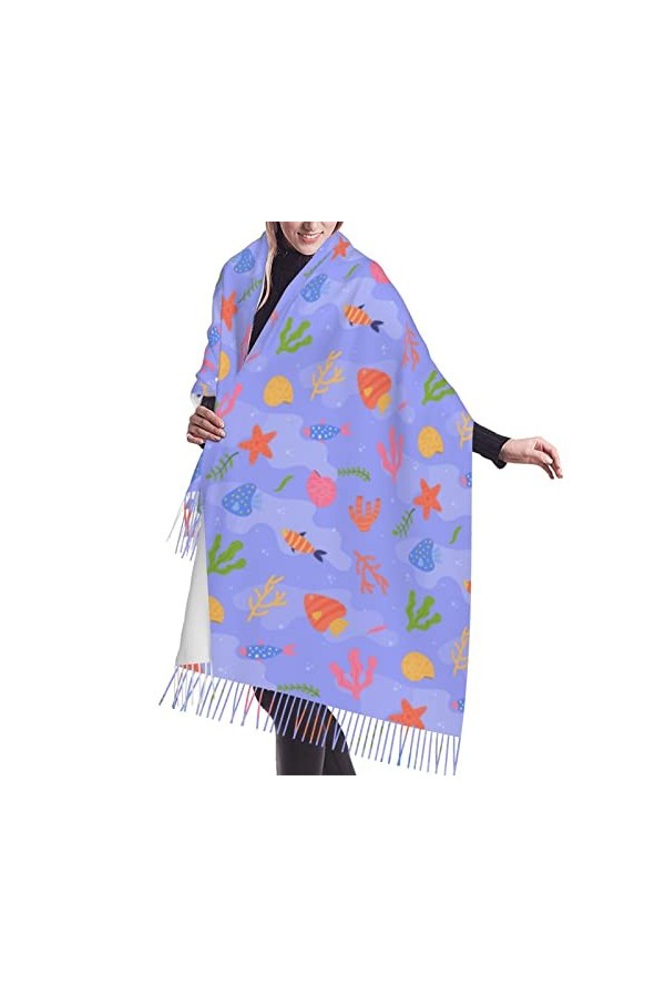 Châles imprimés de cloche de couronne darbre de Noël hommes femmes écharpes douces chaudes, châle Pashmina enveloppes long c