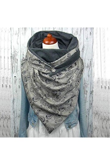 SJYM Mode Femmes Soild Dot Impression Bouton Doux Wrap Casual Chaud Écharpes Châles Écharpe Femmes Écharpe, U, Taille Unique