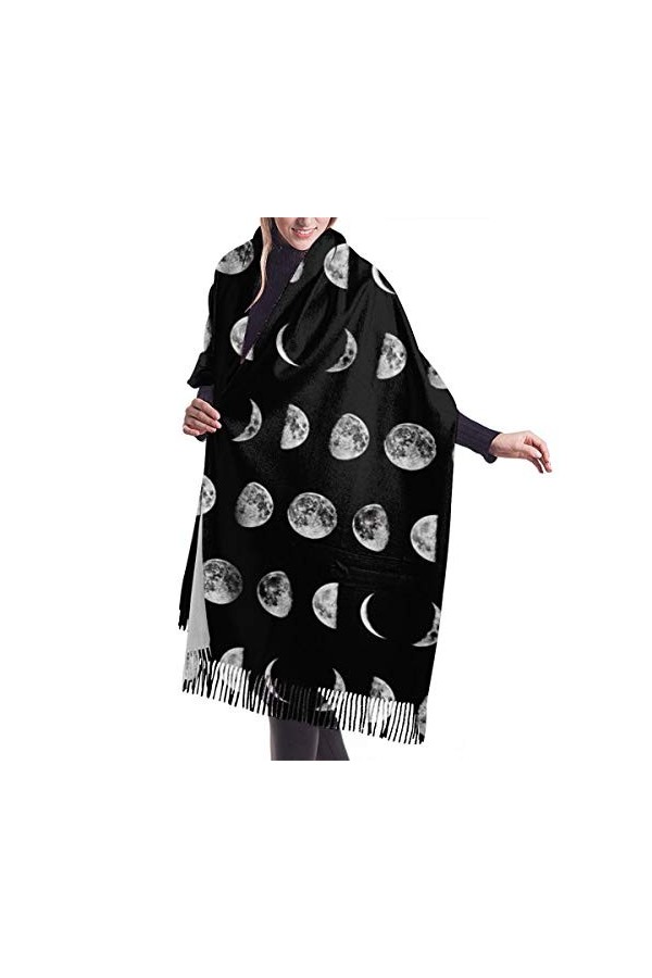 FJAUOQ Écharpe douce pour femme Pashmina Cachemire Châle Wrap avec pompon, Chimie psychédélique acide molécule, taille unique