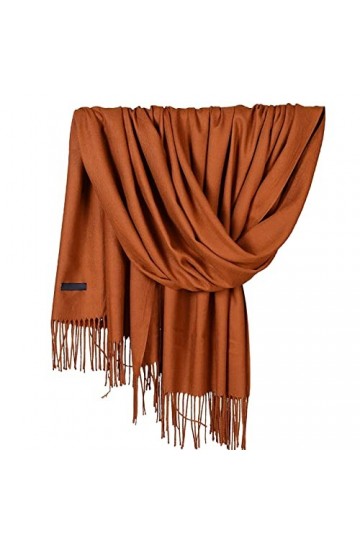 Écharpe Pashmina Pour Femmes Châle Uni Doux Et Solide Col Chaud Avec Frangescarreaux Foulard Douce Dhiver Chaude Longue Moti