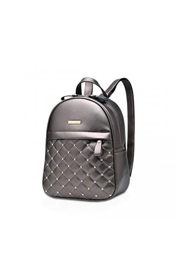 NICOLE ET DORIS Femmes Sac à dos Mode Sac à dos Dames Sac à bandoulière avec rivet Treillis Décontractée sacs à lépaule Sac 