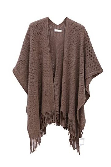 CARCOS Femmes Tartan châle enveloppes automne hiver gland couverture Cape enveloppes châle long doux ouvert devant Cardigans 