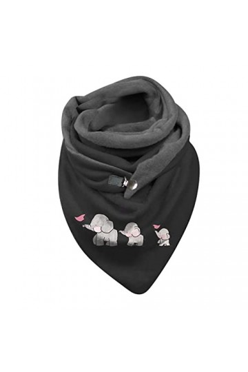 SoLu DAY8 écharpe Triangle Femme Hiver Chaud Pas Cher Chale Elegant Adolescent Avec Bouton Douce Wrap Chale Imprimee Chat Lib