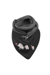 SoLu DAY8 écharpe Triangle Femme Hiver Chaud Pas Cher Chale Elegant Adolescent Avec Bouton Douce Wrap Chale Imprimee Chat Lib