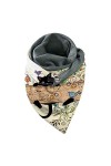 SoLu DAY8 écharpe Triangle Femme Hiver Chaud Pas Cher Chale Elegant Adolescent Avec Bouton Douce Wrap Chale Imprimee Chat Lib