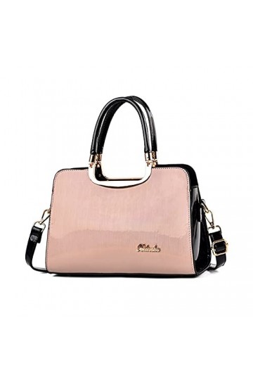 NICOLE & DORIS Sac a Main Femme Mode Sac Epaule Sac Bandoulière avec Bandoulière Réglable PU Cuir Sac Cabas Rose