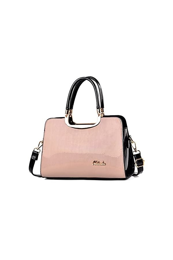 NICOLE & DORIS Sac a Main Femme Mode Sac Epaule Sac Bandoulière avec Bandoulière Réglable PU Cuir Sac Cabas Rose