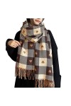 Pashmina Écharpe Femme Unisexe Réversible Amour Plaid Écharpe à Pompon Écharpe Chaude Écharpe Épaissie Bonnet et Écharpe Fill