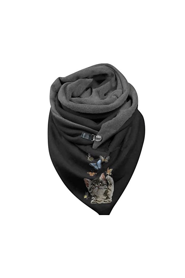 Écharpe en tricot pour femme - En coton - Doux - Pour lhiver - Épais - Carré - Chaud - Pour femme - Jaune moutarde à carreau