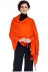 ALLEN & MATE Écharpe châle pashmina douce fabriquée à la main pour femme dans des couleurs unies orange , Orange, taille uni