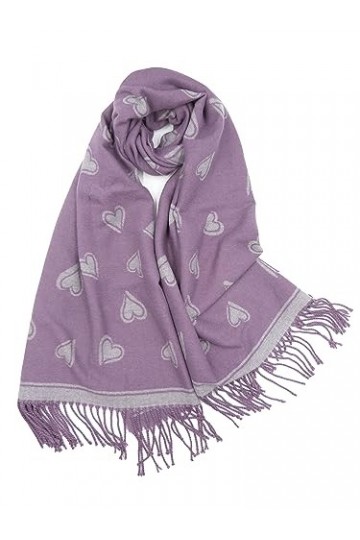 Claudia & Jason Love Heart Écharpe dhiver réversible Pashmina, violet, 180*90 cm