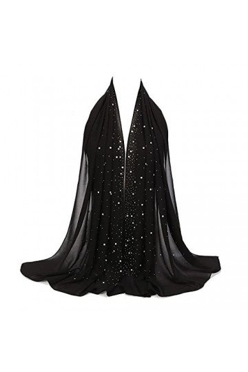 Hijab Foulard musulman pour femme - Strass diamant en mousseline de soie douce - Hijab - Foulards modernes en mousseline isla
