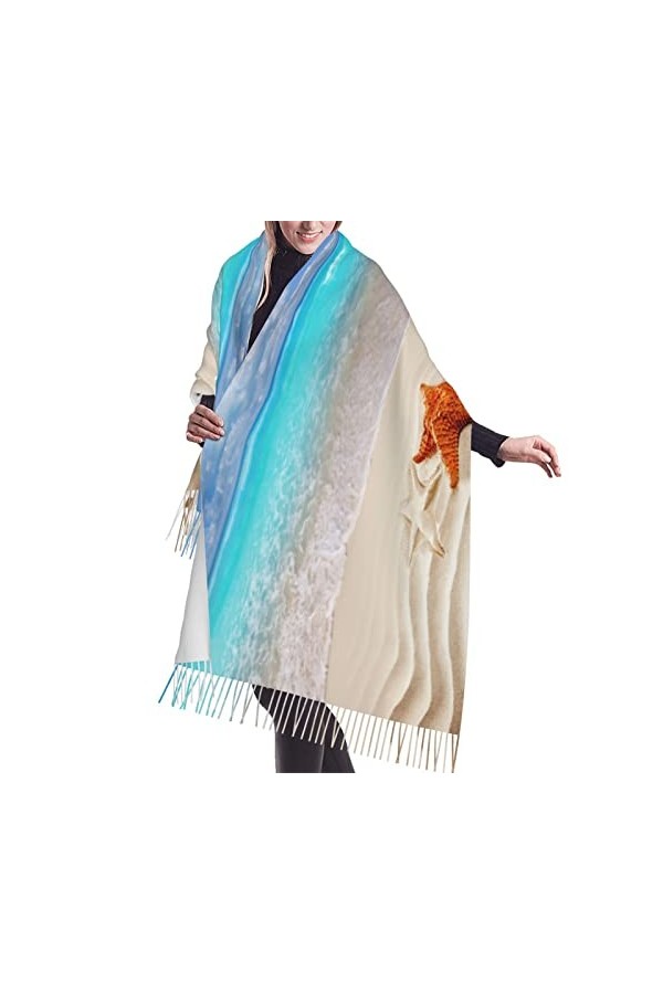 Grande écharpe blanche en forme de fleur de lotus - Toucher cachemire - Pashmina - Doux et chaud - Cadeau pour homme et femme