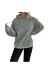 Nidddiv Sweat à capuche en polaire douce pour femme - Couleur unie - Cordon de serrage - Haut en peluche décontracté - Pull à