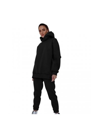 Nidddiv Costume de sport décontracté pour femme - Couleur unie - Sweat à capuche ample - Manches longues - Pull simple - Pull