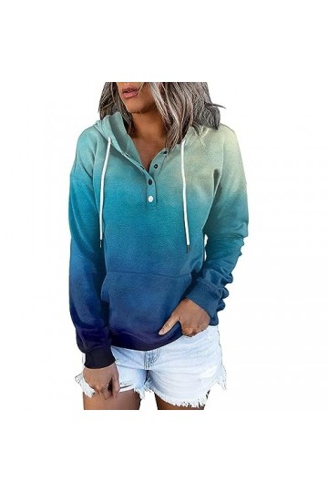 Nidddiv Sweat à capuche décontracté dégradé pour femme - Sweat à capuche surdimensionné pour lhiver et lautomne - Manches l