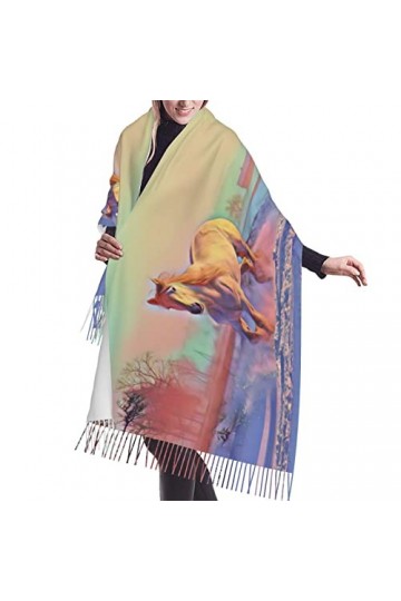 Grande écharpe en pashmina toucher cachemire pour homme et femme, cheval, taille unique