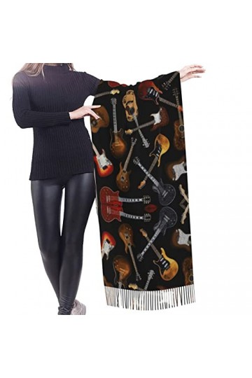 Grande écharpe en pashmina toucher cachemire pour homme et femme, Guitares, taille unique