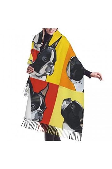 Grande écharpe en pashmina toucher cachemire pour homme et femme, Adorable carlin, taille unique