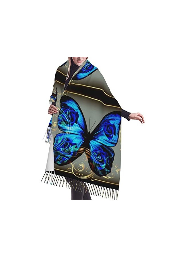 Grande écharpe en forme de dragon chinois - Toucher cachemire - Pashmina - Doux et chaud - Cadeau pour homme et femme, Chihua