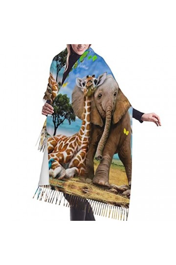 Grande écharpe colorée en forme de papillon - Toucher cachemire - Pashmina - Doux et chaud - Cadeau pour homme et femme, Élép